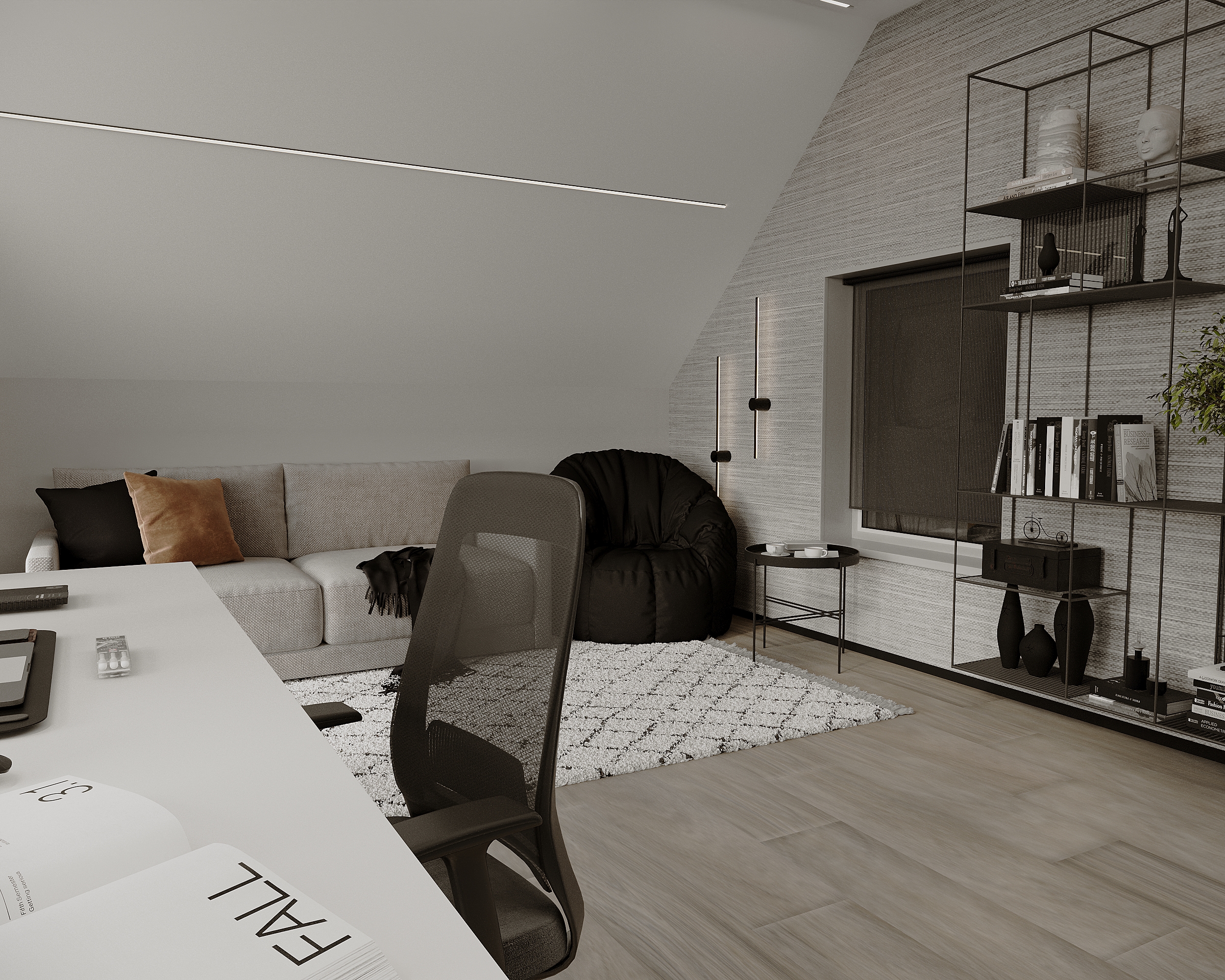 Design interior pentru o mansardă la casă particulară